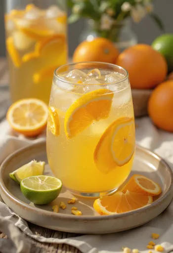 Sidra cítrica preparada recién servida en vaso
