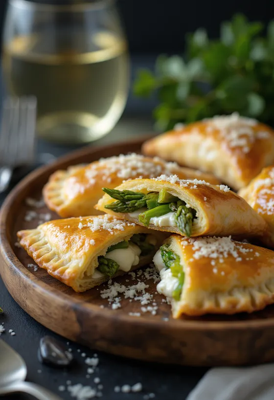 Empanada de espárragos y ricotta servida