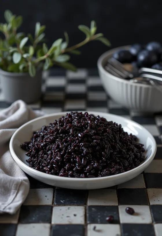 Arroz negro servido