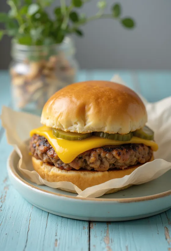 Hamburguesa vegana con queso y verduras frescas