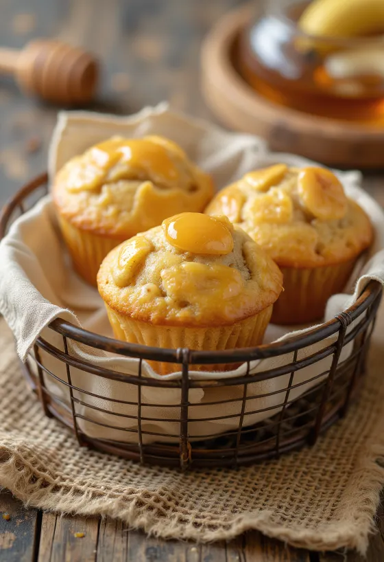 Muffins de plátano y miel servidos