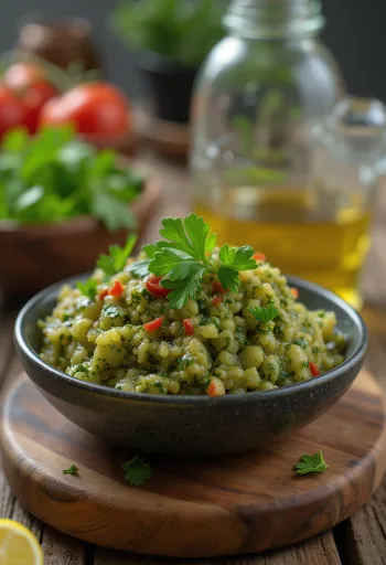 Salsa chimichurri servida con platillos a la parrilla
