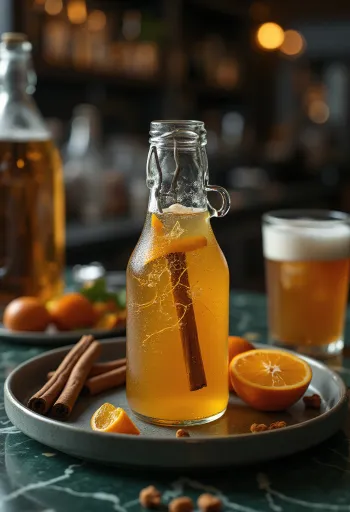 Sidra especiada servida en botella