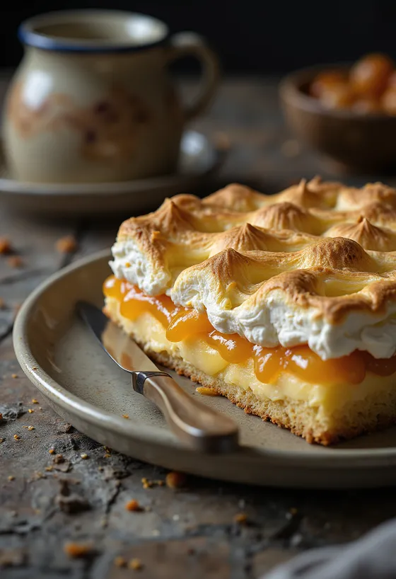 Pastel de requesón Rákóczi servido