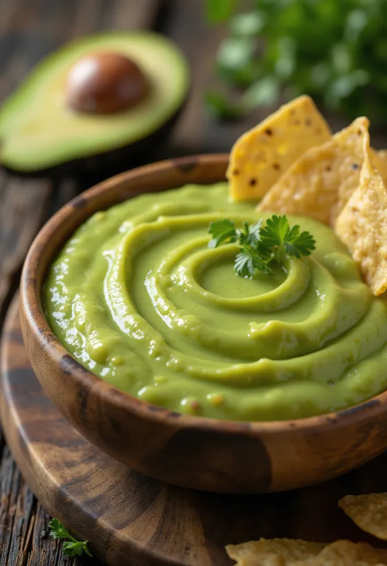Salsa de aguacate con chile servida