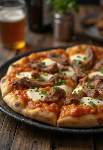 Pizza Coreana Bulgogi con carne de res y salsa gochujang