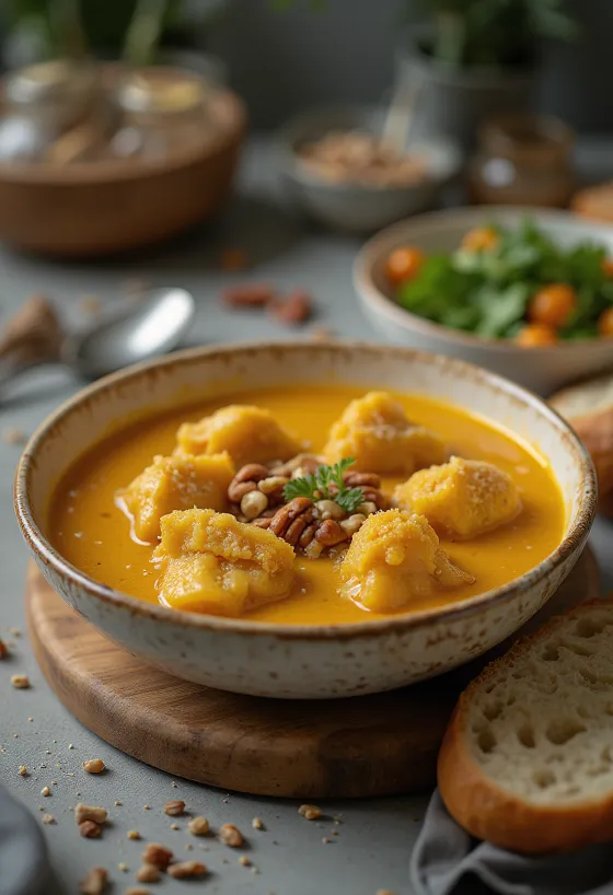 Ají de Gallina con nuez pecana, rico platillo de pollo peruano con salsa cremosa, cilantro fresco y nueces