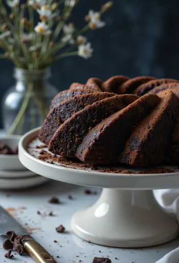 Rosca de chocolate dorada con glaseado