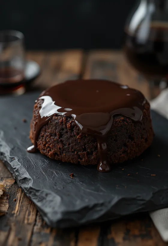 Pastel de chocolate keto servido