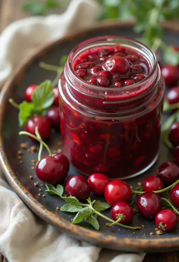 Salsa de arándanos con chile servida