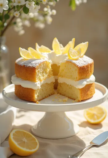 Pastel de limón servido