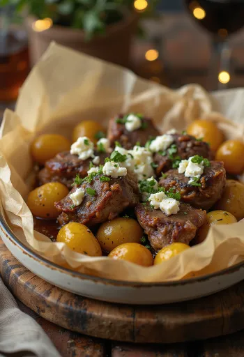 Lamb kleftiko, cordero griego horneado lento con verduras