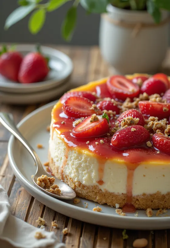 Cheesecake sin gluten con frutas frescas