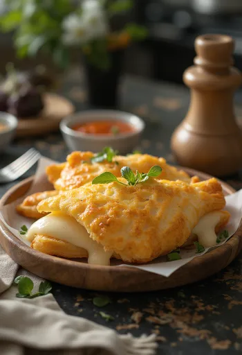 Taiyaki con queso, servido con perejil fresco