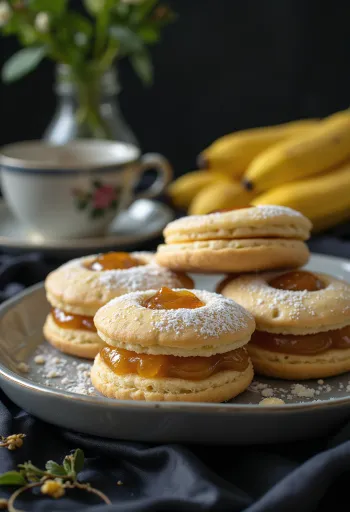 Linzer de limón y plátano servido