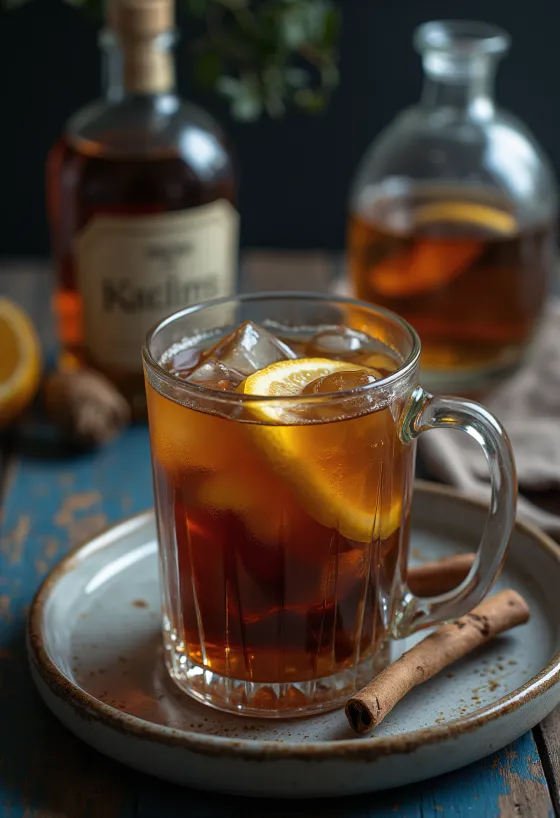 Grog caliente servido en taza
