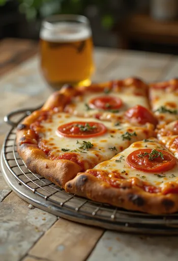 Pizza estilo New York con masa delgada y rebanadas grandes
