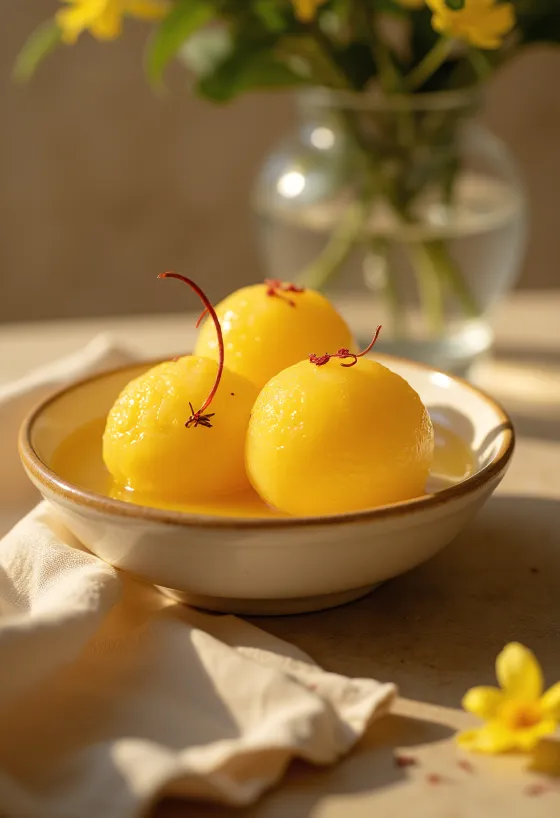 Rasgulla Kamalabhog, servido con jarabe de agua de rosas