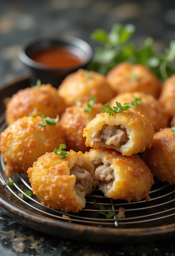 Korokke relleno, recién frito