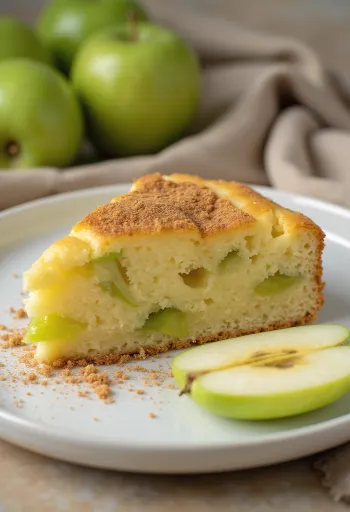 Pastel de manzana verde recién horneado
