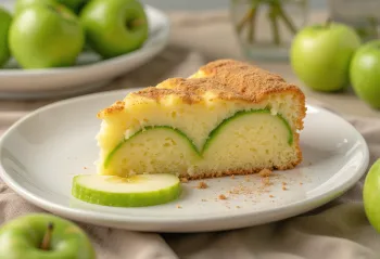 Pastel de manzana verde recién horneado