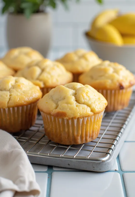 Muffins de limón y plátano servidos