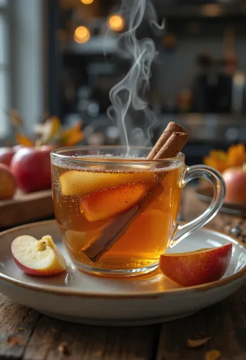 Sidra de manzana caliente con rodajas de naranja y rajas de canela