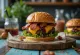 Hamburguesa BBQ con tocino y queso, carne jugosa y salsa BBQ ahumada
