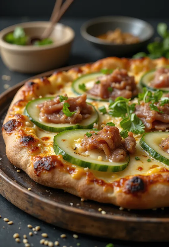 Pizza de pato Pekín con salsa hoisin