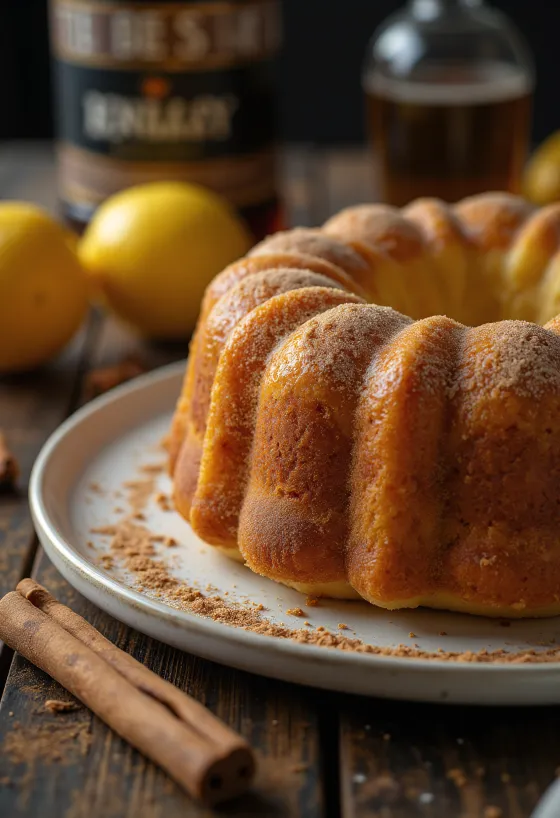 Rosca de limón y canela servida