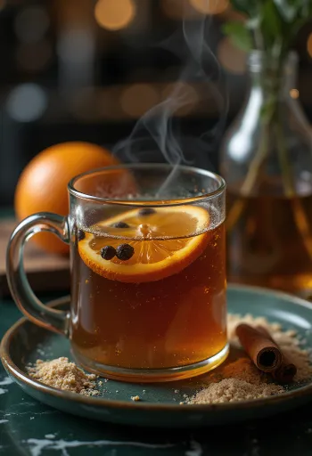 Sidra con clavo de olor en una taza