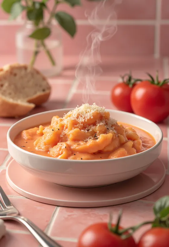 Salsa de jitomate cremosa al romero servida