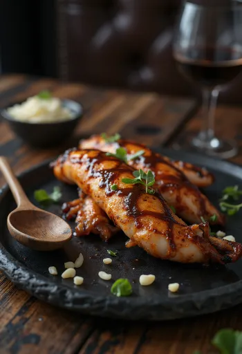 Calamares al grill BBQ servidos