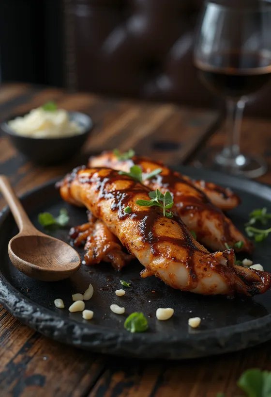 Calamares al grill BBQ servidos