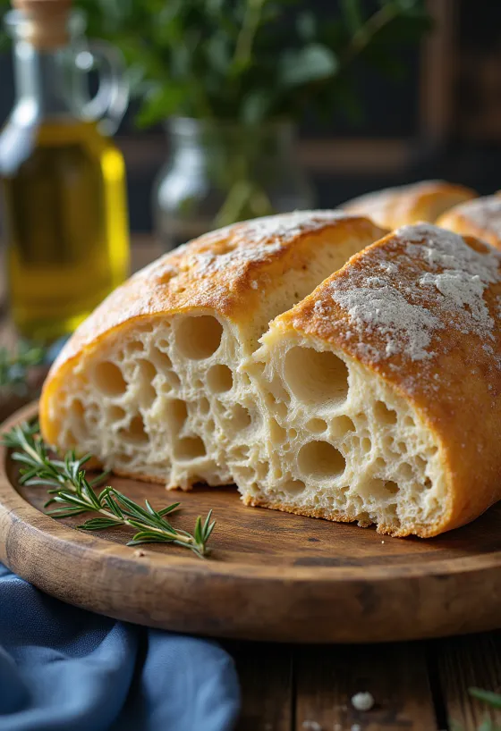 Pan italiano ciabatta recién horneado