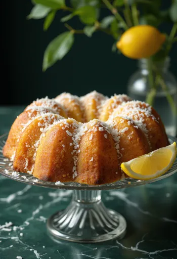 Rosca de limón y coco servida