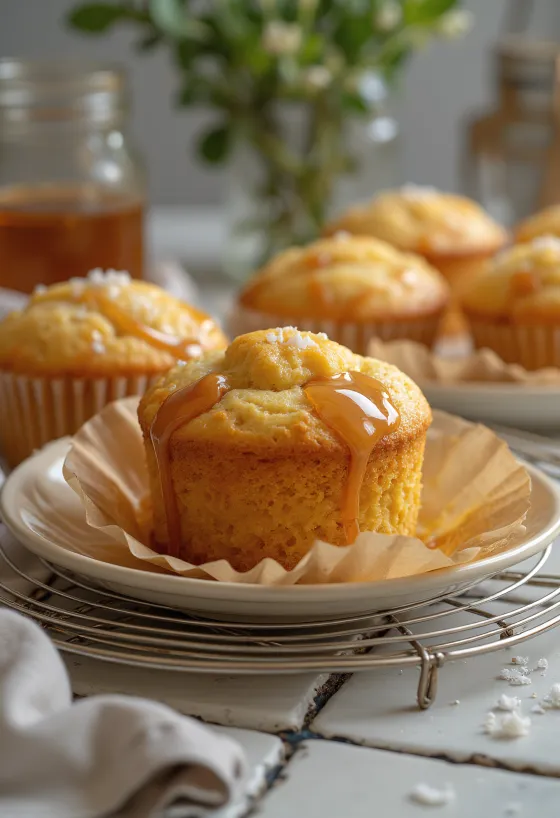Muffins de caramelo con copete dorado