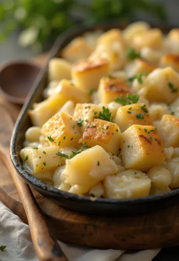 Bacalao con natas vegano horneado y dorado