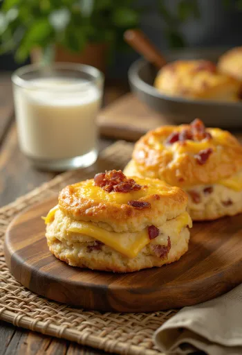 Panecillos de tocino y queso servidos