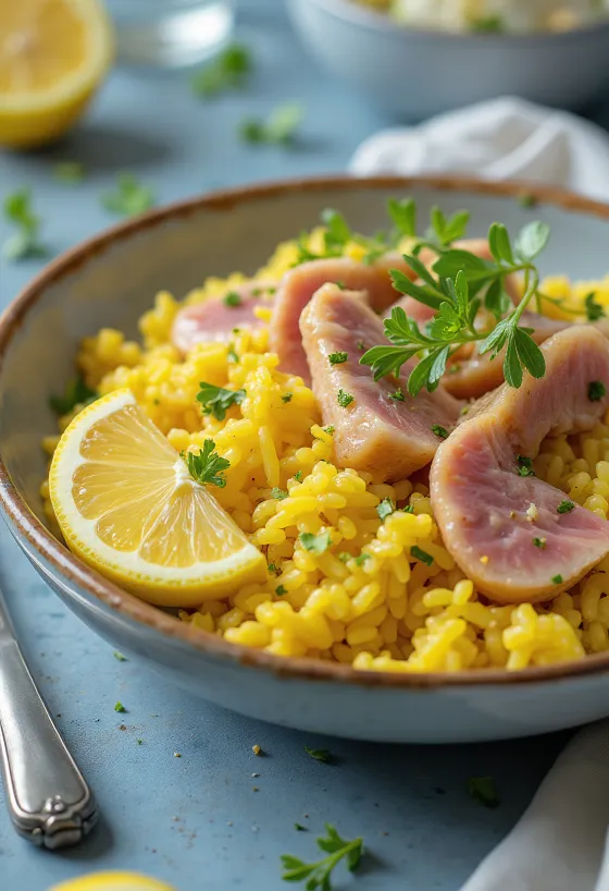 Kedgeree Clásico con atún, combinación de huevo y arroz