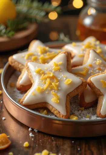 Estrellitas de miel con azúcar glass y decoradas