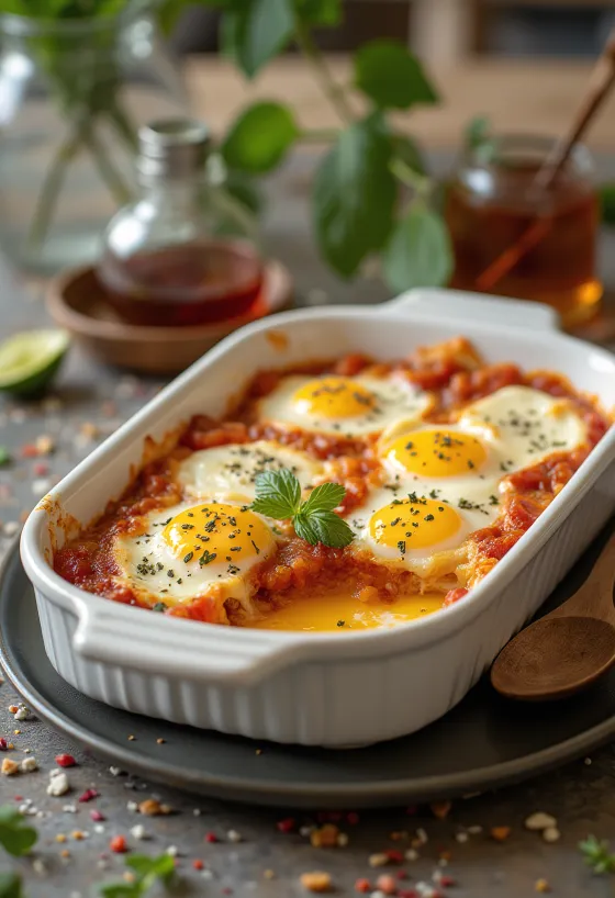 Pastel de berenjena jugoso en capas con carne molida y queso, horneado dorado.