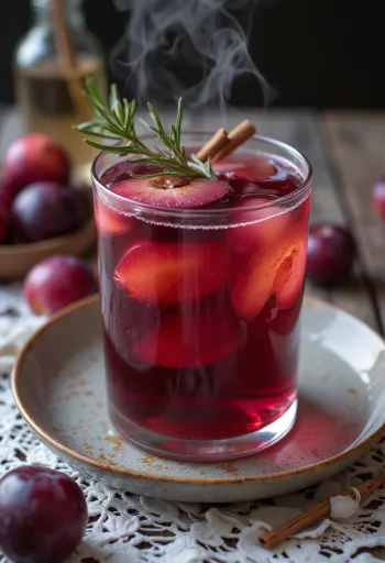 Sidra de ciruela servida en vaso