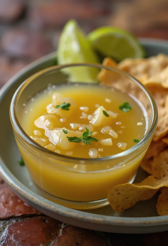 Salsa de tequila y limón servida