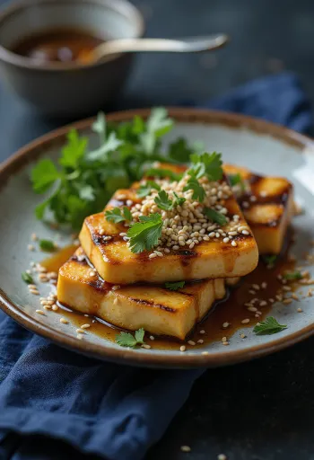 Tofu al grill con aderezo de jengibre