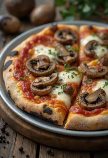Pizza ai Funghi di Bosco con hongos silvestres y mozzarella