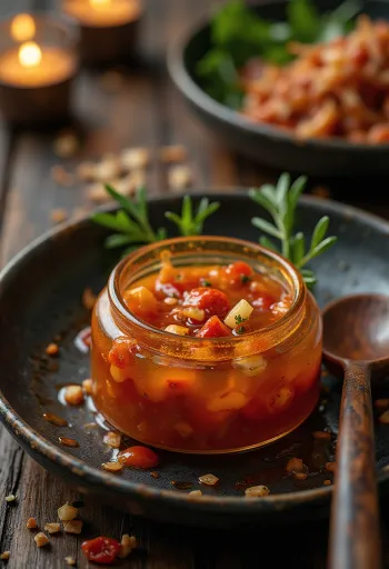 Salsa dulce de chile servida