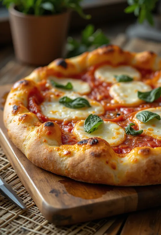 Pizza al Taglio con masa gruesa y queso mozzarella