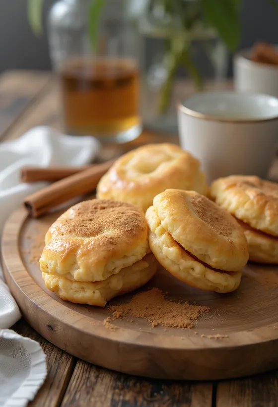 Galletas Linzer de requesón y canela servidas