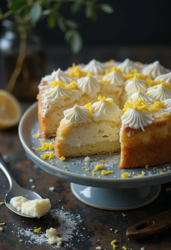 Pastel clásico de requesón con azúcar glass